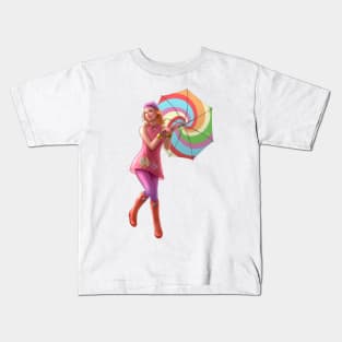 Umbrella Girl Kids T-Shirt